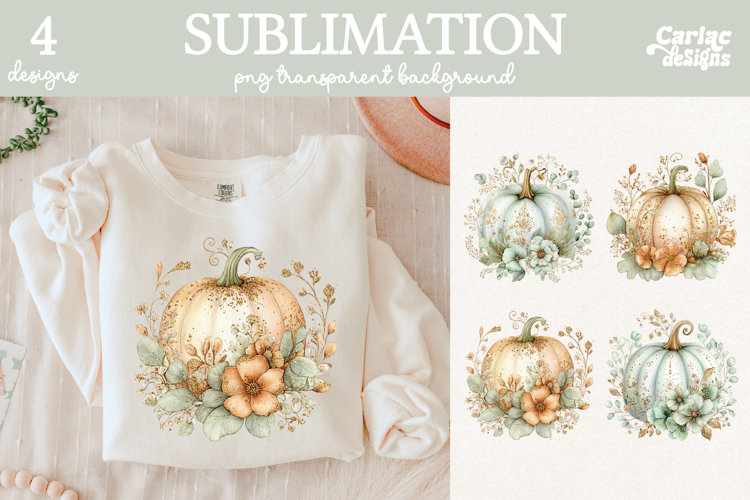 Pumpkins Sublimation Bundle, Pumpkins Clipart Bundle