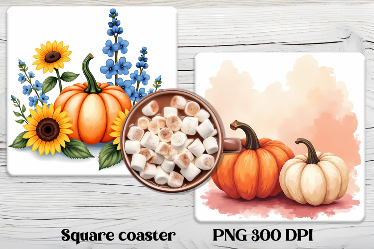 Fall pumpkin square coaster PNG | Thanksgiving sublimation