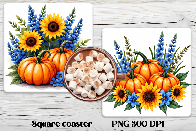 Fall pumpkin square coaster PNG | Thanksgiving sublimation