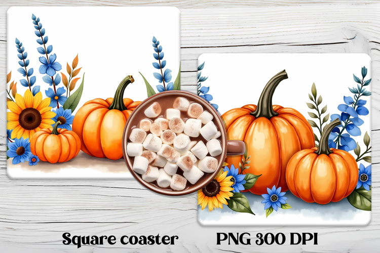 Fall pumpkin square coaster PNG | Thanksgiving sublimation