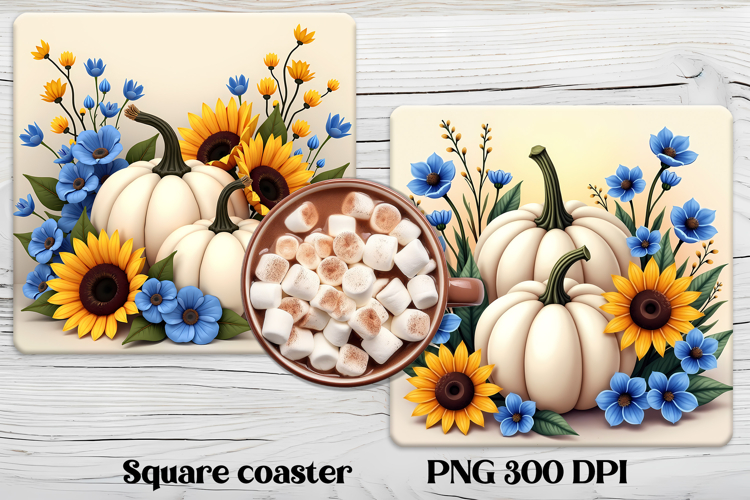 Fall pumpkin square coaster PNG | Thanksgiving sublimation