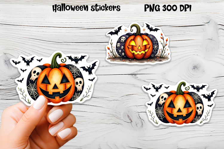 Patchwork pumpkin stickers | Printable Halloween sticker