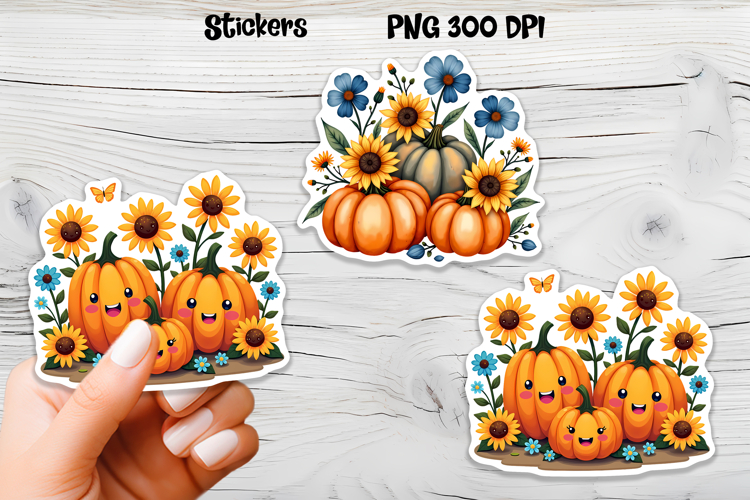 Fall pumpkin stickers | Printable autumn sticker