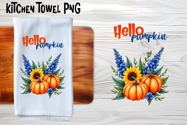 Fall pumpkin kitchen towel PNG | Thanksgiving kitchen towel