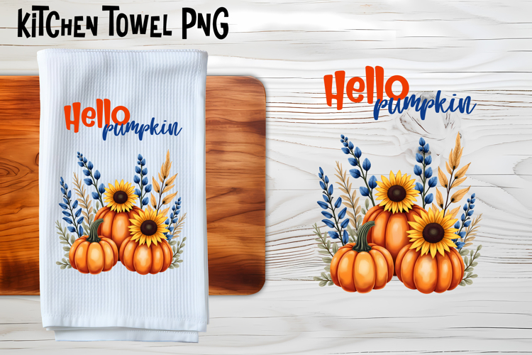 Fall pumpkin kitchen towel PNG | Thanksgiving kitchen towel