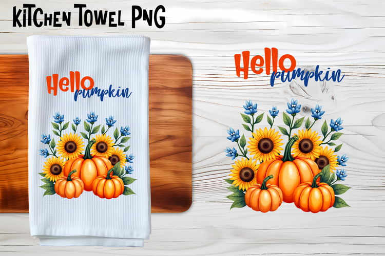 Fall pumpkin kitchen towel PNG | Thanksgiving kitchen towel
