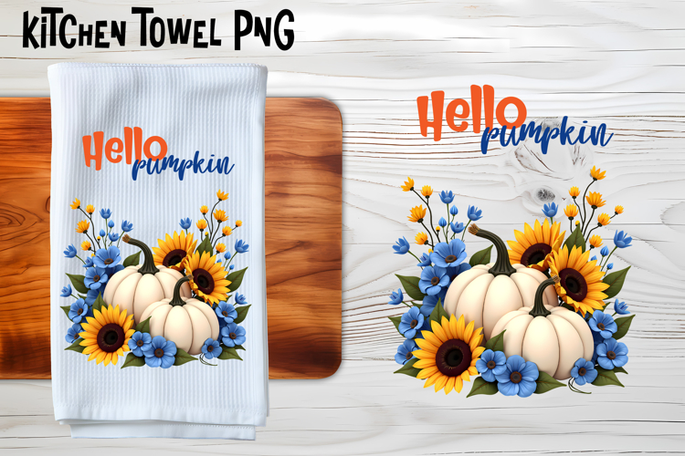 Fall pumpkin kitchen towel PNG | Thanksgiving kitchen towel