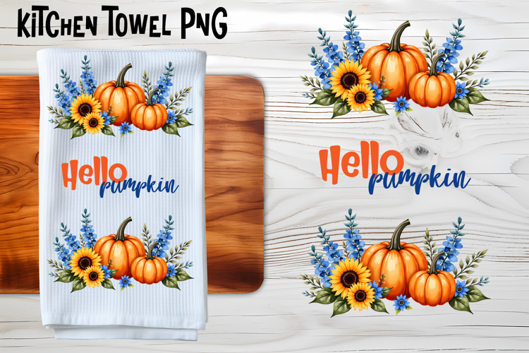 Fall pumpkin kitchen towel PNG | Thanksgiving kitchen towel