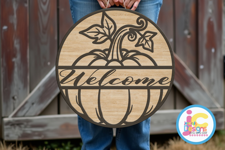 Fall Pumpkin Welcome Porch sign svg Laser Glowforg example image 1