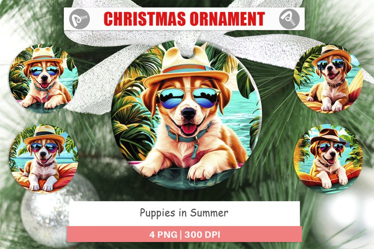 Christmas Ornaments Puppies in Summer