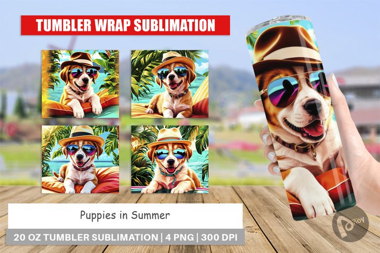 Tumbler Wrap Puppies in Summer