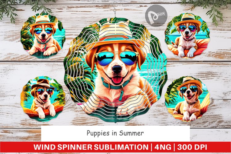 Wind Spinner Puppies in Summer