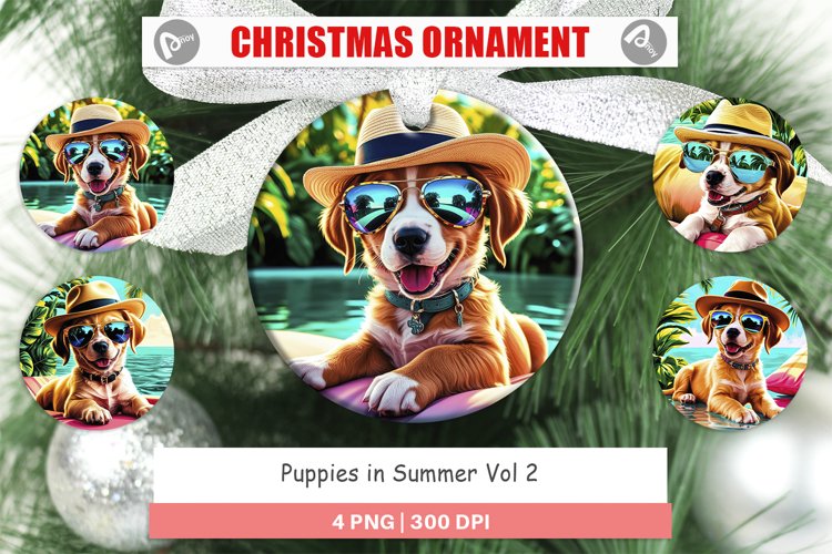 Christmas Ornaments Puppies in Summer