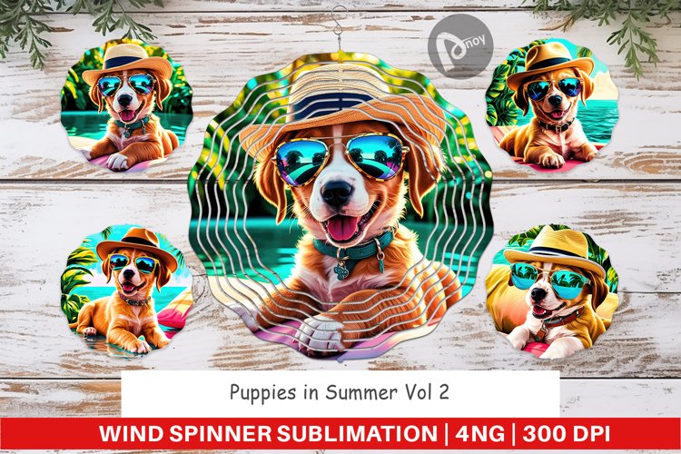 Wind Spinner Puppies in Summer
