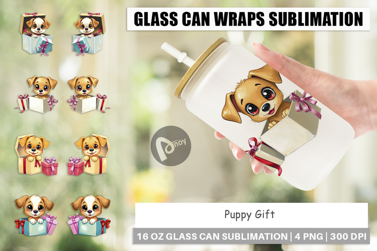 Glass Can Puppy Gift
