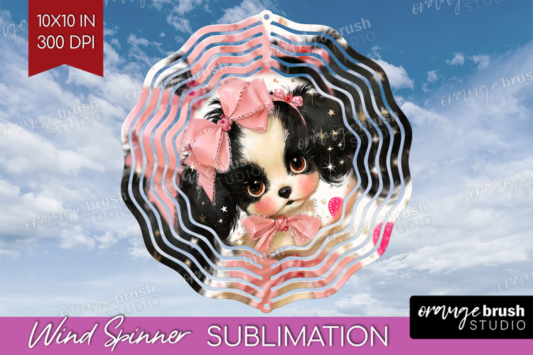 Puppy Valentine Wind Spinner Sublimation PNG Cute Valentines