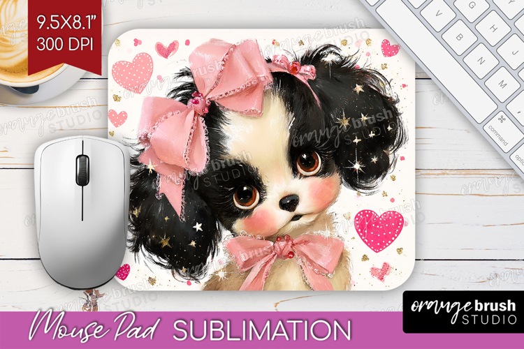Puppy Valentine Mouse Pad Sublimation Cute Valentines Day