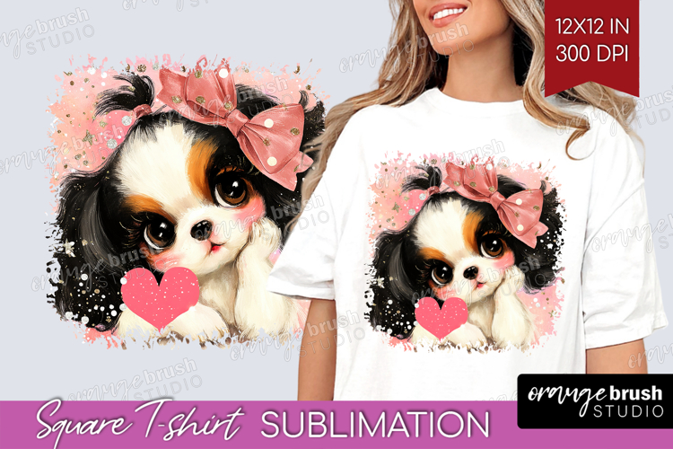 Puppy Valentine Square Tshirt Background Cute Valentines Day