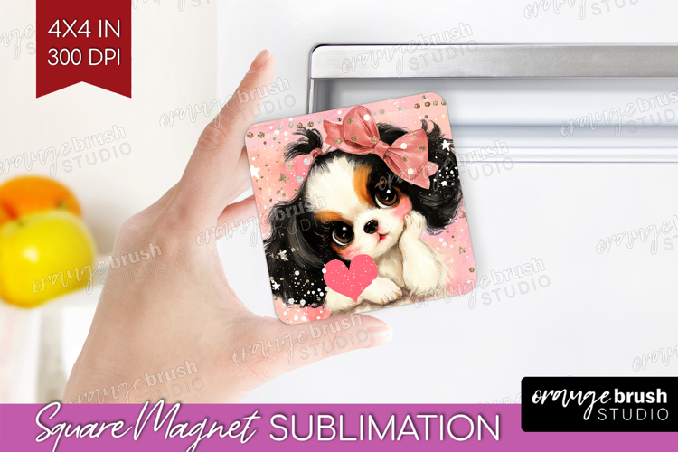 Puppy Valentine Magnet Sublimation Cute Valentines Day