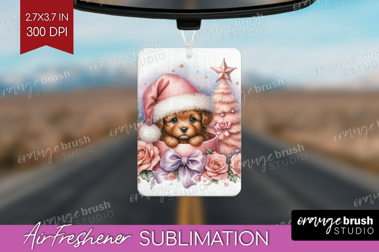 Puppy Pastel Christmas Air Freshener PNG Coquette Xmas PNG