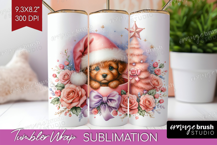 Puppy Pastel Christmas Tumbler Wrap Coquette Xmas Tumbler