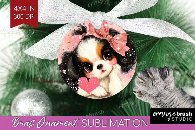 Puppy Valentine Ornament PNG Cute Valentines Day PNG