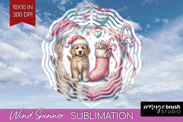 Puppy Pastel Christmas Wind Spinner Sublimation PNG Coquette example image 1