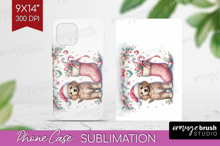 Puppy Pastel Christmas Phone Case PNG Coquette Xmas Case PNG