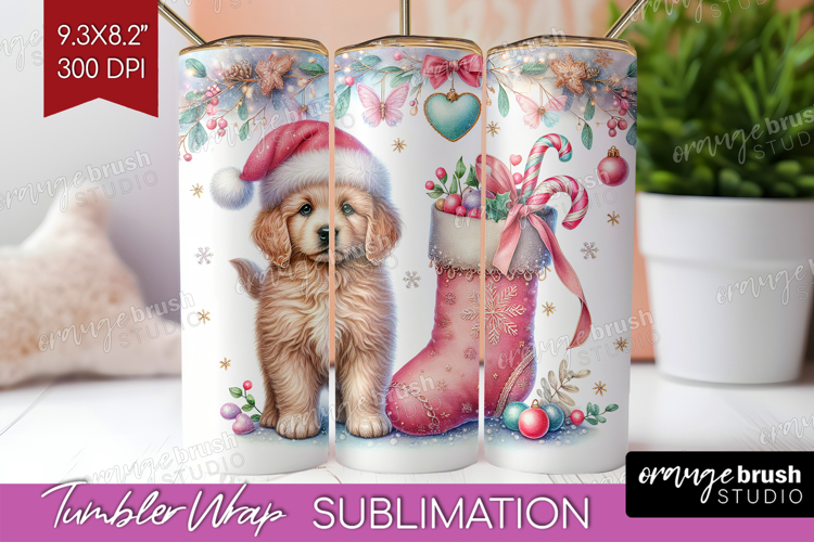 Puppy Pastel Christmas Tumbler Wrap Coquette Xmas Tumbler