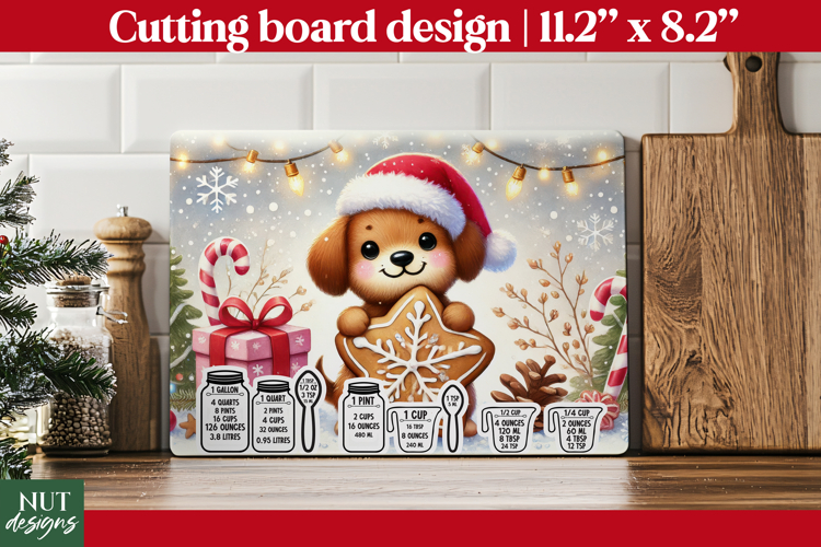 Christmas cutting board, Christmas Puppy Baking Chart PNG