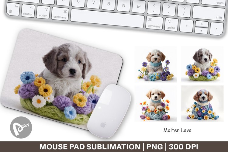 Mouse Pad Puppy Easter Embroidery