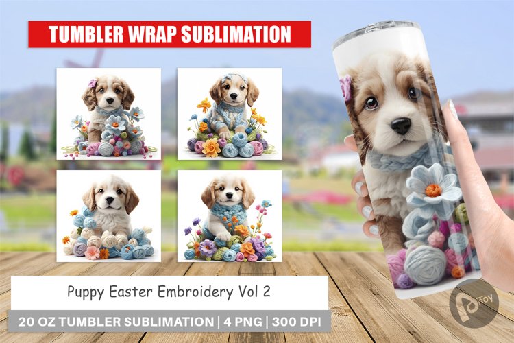 Tumbler Sublimation Wrap Puppy Easter Embroidery