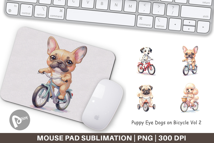 Puppy Eye Dogs on Bicycle Mouse Pad