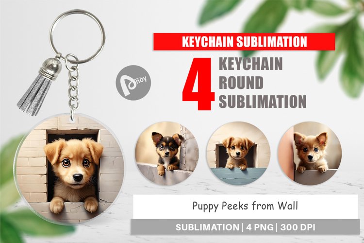 Keychain Puppy Peeks from Wall