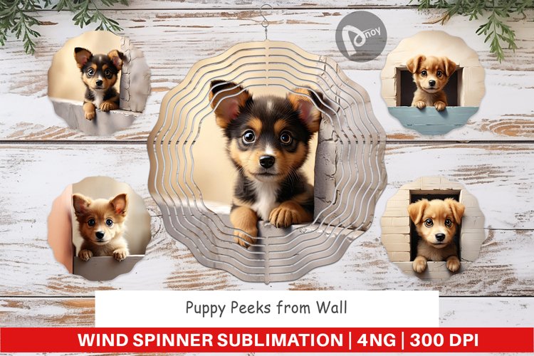 Wind Spinner Puppy Peeks from Wall