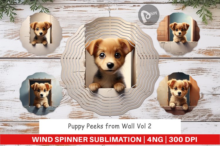 Wind Spinner Puppy Peeks from Wall