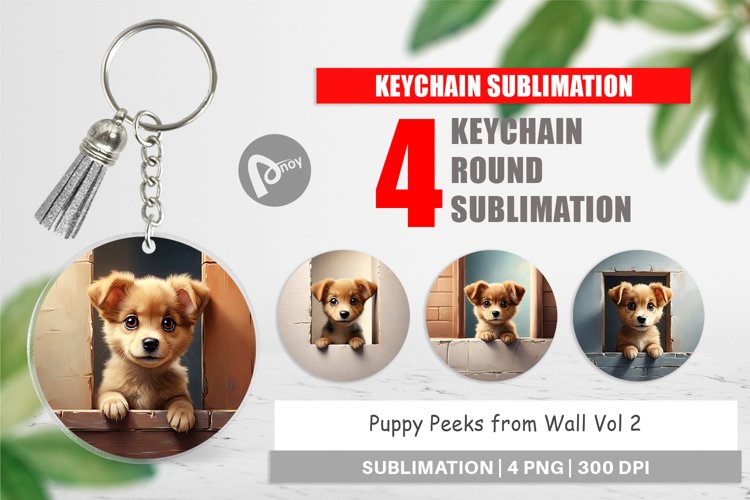 Keychain Puppy Peeks from Wall