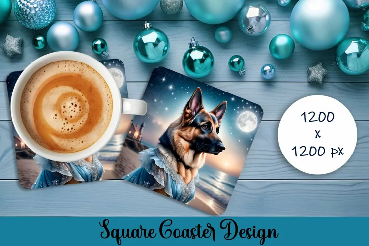Fashion dog prinsess Square Coaster | Stylish Design