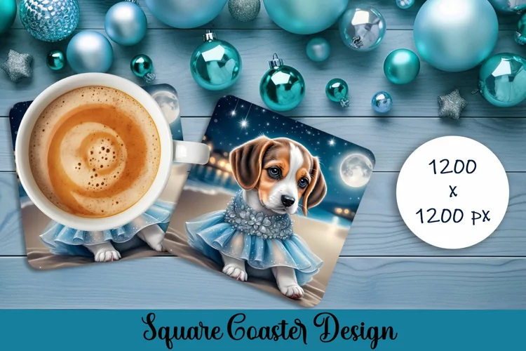 Fashion dog prinsess Square Coaster | Stylish Design
