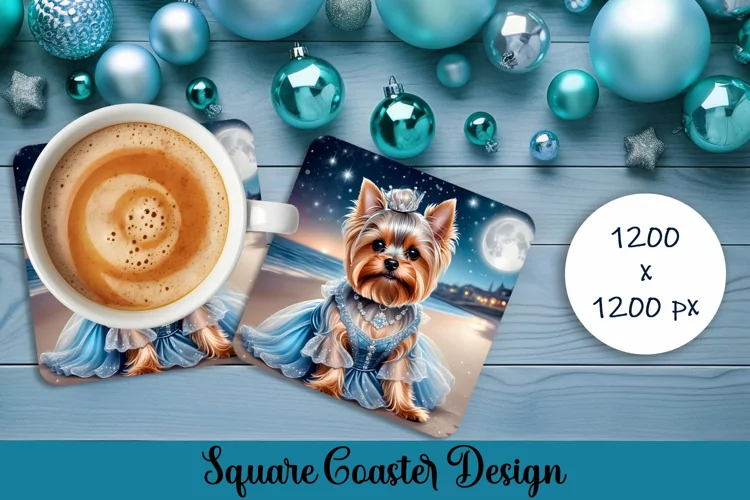 Fashion dog prinsess Square Coaster | Stylish Design
