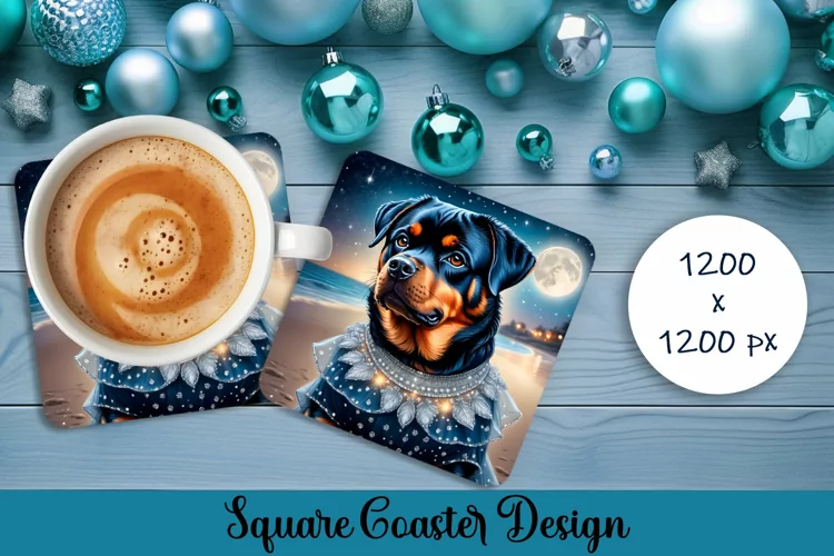 Fashion dog prinsess Square Coaster | Stylish Design