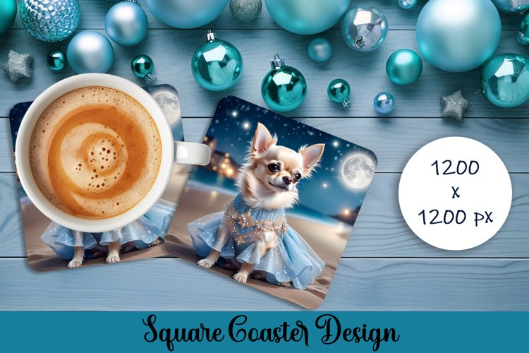 Fashion dog prinsess Square Coaster | Stylish Design