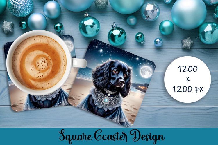 Fashion dog prinsess Square Coaster | Stylish Design
