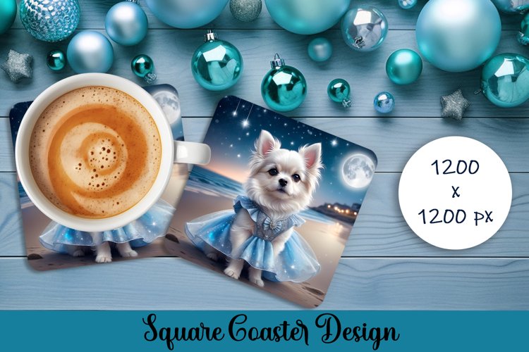 Fashion dog prinsess Square Coaster | Stylish Design