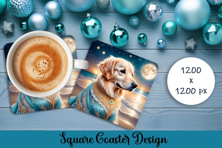 Fashion dog prinsess Square Coaster | Stylish Design