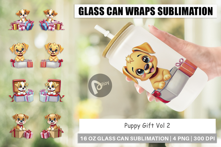 Glass Can Puppy Gift