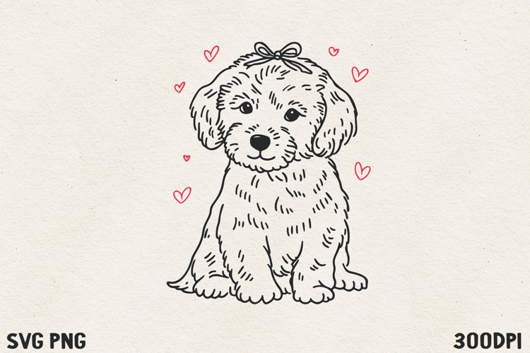 Cute Puppy with Bow SVG PNG | Sweet Valentine Dog