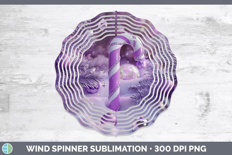 Purple 3D Christmas Candy Cane Wind Spinner Sublimation Spin