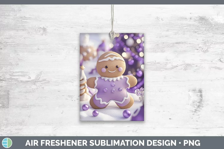 Purple 3D Christmas Gingerbread Man Air Freshener Sublimatio