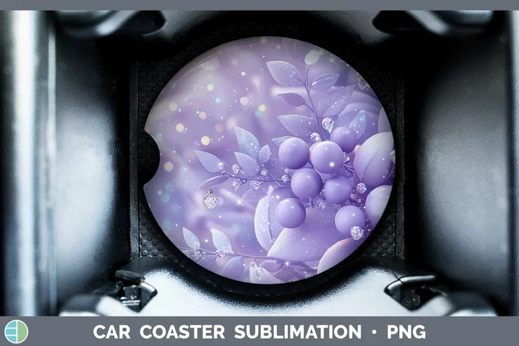Purple 3D Christmas Mistletoe Car Coaster Sublimation Desig